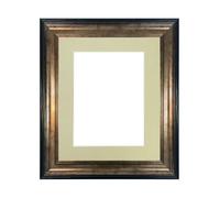 Frames & Mirrors 4U Scandi Black & Gold Frame with Light Grey Mount for Image Size 12 x 8 Inch Frames & Mirrors 4U Black
