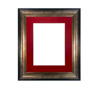 Frames & Mirrors 4U Scandi Black & Gold Frame with Red Mount for Image Size A4 Frames & Mirrors 4U Black