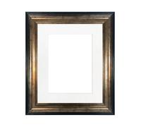 Frames & Mirrors 4U Scandi Black & Gold Frame with White Mount for Image Size 16 x 12 Inch Frames & Mirrors 4U Black