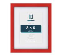 FramesPlus 11x9 Inch Red Solid Wood Frame with White Mount for 8x6 Photo | Solid wood red frame with a white mount for 8x6 inch photos (20.3 x 15.2 cm), ready to hang or stand