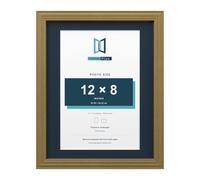 FramesPlus 14x11 Gold Classic Photo Frame with Pacific Blue Mount for 12x8 | Traditional gold frame with a pacific blue mount for 12x8 inch photos (30.5 x 20.3 cm), ready to hang
