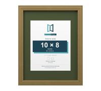 FramesPlus 14x11 Gold Classic Style Picture Frame with Green Mount for 10x8 | Traditional gold frame with a green mount for 10x8 inch photos (25.4 x 20.3 cm), ready to hang, portrait or landscape display