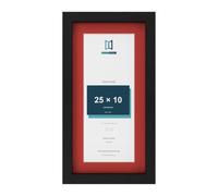 FramesPlus 30x15cm Black Panoramic Picture Frame with Red Mount for 25x10cm | Thin slim black frame with a red mount for 25x10 cm photos (9.8 x 3.9 inch), ready to hang, portrait or landscape