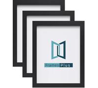 FramesPlus A3 Picture Frame Set of 3, Black Multipack Photo Poster Frames, 29.7 x 42cm, MDF with Perspex Front, Portrait or Landscape Wall Mount, Gallery Home Office | a3 frame set of 3 black