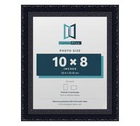 FramesPlus ORNATE Shabby Chic 10x8 Picture Frame, Black | 25.4 x 20.3 cm, plastic frame, styrene glazing, holds photos and prints, hangs on a wall or stands on a shelf, glossy finish