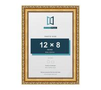 FramesPlus ORNATE Shabby Chic 12x8 Picture Frame, Gold | 30.5 x 20.3 cm, plastic frame, styrene glazing, holds photos and prints, hangs on a wall or stands on a shelf, glossy finish