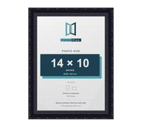 FramesPlus ORNATE Shabby Chic 14x10 Picture Frame, Black | 35.6 x 25.4 cm, plastic frame, styrene glazing, holds posters and prints, wall mountable, glossy finish, 25 mm deep