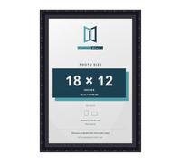 FramesPlus ORNATE Shabby Chic 18x12 Picture Frame, Black | 45.7 x 30.5 cm, plastic frame, styrene glazing, holds posters and prints, wall mountable, glossy finish, 25 mm deep