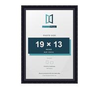 FramesPlus ORNATE Shabby Chic 19x13 Picture Frame, Black | 48.3 x 33 cm, plastic frame, styrene glazing, holds posters and prints, wall mountable, glossy finish, 25 mm deep