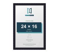 FramesPlus ORNATE Shabby Chic 24x16 Picture Frame, Black | 61 x 40.6 cm, plastic frame, styrene glazing, holds posters and prints, wall mountable, glossy finish, 25 mm deep