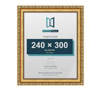 FramesPlus ORNATE Shabby Chic 30x24CM Picture Frame, Gold | 11.8 x 9.4 in, plastic frame, styrene glazing, holds photos and prints, hangs on a wall or stands on a shelf, glossy finish