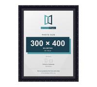 FramesPlus ORNATE Shabby Chic 40x30CM Picture Frame, Black | 15.7 x 11.8 in, plastic frame, styrene glazing, holds posters and prints, wall mountable, glossy finish, 25 mm deep