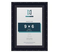 FramesPlus ORNATE Shabby Chic 9x6 Picture Frame, Black | 22.9 x 15.2 cm, plastic frame, styrene glazing, holds photos and prints, hangs on a wall or stands on a shelf, glossy finish