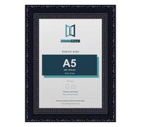 FramesPlus ORNATE Shabby Chic A5 Picture Frame, Black | 14.8 x 21 cm, plastic frame, styrene glazing, holds photos and prints, hangs on a wall or stands on a shelf, glossy finish