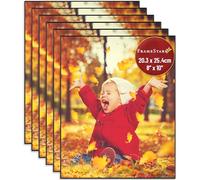 FrameStarr 10x8 Picture Frame Set (Black, 6 Pack), Front-Loading Contemporary Modern Style, Tabletop or Wall Mount, Harmony Collection