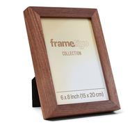 Frametigo - Premium Solid Walnut Natural Wood Photo Frame, 6"x8" (15x20cm) Photo Size - Velvet Frame Backing & Stand - Double Spline Joint - Polished Edge Real Glass - Dual Orientation