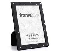 Frametigo - Silver Plated Black & Silver Dot Photo Frame, 6"x8" (15x20cm) Photo Size - Velvet Frame Backing & Stand - Real Glass Window - Tarnish-Resistant - Landscape or Portrait Orientation