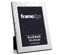 Frametigo - Silver Plated Dazzle Bubble Photo Frame, 6"x8" (15x20cm) Photo Size - Velvet Frame Backing & Stand - Real Glass Window - Tarnish Resistant - Landscape or Portrait Orientation