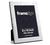 Frametigo - Silver Plated Dazzle Bubble Photo Frame, 8"x10" (20x25cm) Photo Size - Velvet Frame Backing & Stand - Real Glass Window - Tarnish Resistant - Landscape or Portrait Orientation