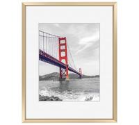 Frametory, 11x14 Aluminum Photo Frame with Ivory Color Mat for 8x10 Picture & Real Glass, Metal Picture Frame Collection (Gold, 1-Pack)