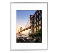 Frametory, 11x14 Aluminum Picture Frame - 11x14 Silver Frame with Ivory Color Mat for 8x10 Photo - 14 by 11 Metal Photo Frame & Real Glass - Sawtooth Hanger Included for Wall Display - 1 Pack