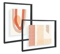 Frametory, 11x14 Floating Picture Frame - Metal Photo Frame - Real Glass - for Wall Mount or Tabletop Displays (Black, 2 Pack)