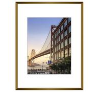 Frametory 12x16 Aluminum Picture Frame - Bronze with Removable Mat for 8.5 x 11 Photo - Durable Metal Frame with Real Glass - Sawtooth Hanger for Easy Wall Display