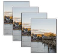 Frametory, 18x24 Aluminum Metal Wall Mount Frame For Prints & Pictures With Real Glass (Black, Pack of 4)