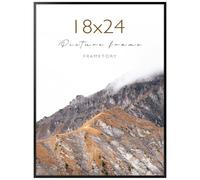 Frametory, 18x24 Aluminum Poster Frame, Acrylic Front, Thin Metal Picture Frames for 24x18 Photo, Horizontal/Vertical Wall Mount (1 Pack, Black)