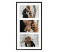 Frametory 8.5x16.3 Black Aluminum Collage Frame for 5x7 Pictures 1 Pack | Real Glass Frame Fits 5x7 Photos with 3 Open Mat, Wall Hooks included for Horizontal or Vertical Display