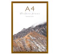 Frametory, A4 Aluminum Poster Frame, Acrylic Front, Thin Metal Picture Frames for 8.3x11.7 Photo, Horizontal/Vertical Wall Mount (1 Pack, Bronze)