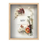 FrameWorks Original 16 x 20 inch Natural Oak Wood Frame - Soft Felt Backing, Tempered Glass and Stylish White Ball Pins Included