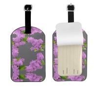 Framing Lilac Flowers in Blossom Printed PU Leather Bag Tag, Personalized Baggage Label, Privacy Flap ID Shield, for Vacation