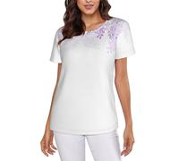 Framing Lilac Flowers in Blossom Women's Short-Sleeve T Shirts Cute Comfy Elasticity Round Neck Summer Tops