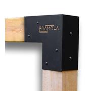 Framola 2-Way Pergola Corner Bracket - Suitable for 4" / 4 Inch / 100mm Posts - Textured Black Finish - Heavy-Duty Galvanised Steel - Includes Corner, Faceplate & L-Bracket