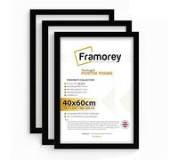 FRAMOREY 3 PACK - 40x60cm Picture Frames Black, Photo Frame 40x60 cm Wall Mountable, Poster Frame for Landscape or Portrait Display, Wall Hanging Photo Frame,