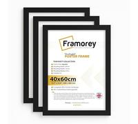 FRAMOREY 3 PACK - 60x40CM Black Photo Frame In Clear Shatterproof Styrene & Wall Mounting - 40x60 CM Picture Frame - Black 400x600mm Photo Frame - Wooden Effect & Premium Quality - Wall Decor Frames