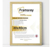 FRAMOREY 40x30cm Natural Wooden Picture Frame - Natural Wood Frame Solid Timber with Shatter-Resistant Perspex - Ideal for Framing Art, Certificates & Photos in Cosy UK Interiors