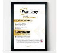 FRAMOREY 40x30cm Picture Photo Frame, 12x16 Black Pcture Frame 100% Solid Wood, 30x40cm Natural Wood Frame 21.5x28 cm Poster Frame for Wall Mounting, Perfect for Home Decor & Gifting