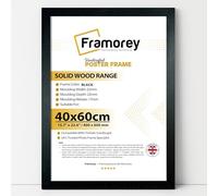 FRAMOREY 60x40cm Black Photo Frame - Solid Wood Picture Frame with Shatterproof Perspex - Wall Hanging Poster Frame for Home Decor, Gift & Modern Wall Art