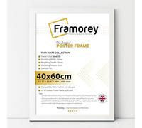 FRAMOREY 60x40cm White Photo Frame - Sleek Thin Matt Design with Shatterproof Perspex - Engineered Wood Frame for Modern UK Wall Art, Posters or Home Decor