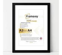 FRAMOREY A3 Picture Frame, A3 Black Frame with A4 White Mount - Thin Matt A3 For A4 Print With Mount, 29.7 x 42 cm with A4 Matt, Certificate Frame for Wall Mounting