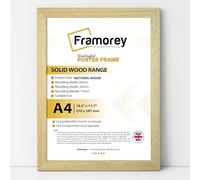 FRAMOREY A4 Frame, 100% Solid Wood Photo Frame, A4 Natural Wood Picture Frames, 21cm x 29.7cm Certificate Frame for Table Top and Wall Mounting, Home Decor Wall Art