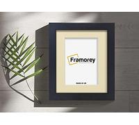 FRAMOREY Box Molding Picture Frame, 22x16" Black Wooden Effect Photo Frame, With 18x12" Size Ivory Mount, Wall Hanging Deep Box Poster Frame