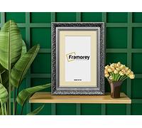 FRAMOREY Dahlia Ornate Effect Picture Frame, 60x70CM Size Silver Photo Frame With 50x60CM Size Ivory Mount, Traditional Wall Art Poster Frames, Photo Print Frame