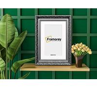 FRAMOREY Dahlia Ornate Effect Picture Frame, 60x70CM Size Silver Photo Frame With 50x60CM Size White Mount, Traditional Wall Art Poster Frames, Photo Print Frame
