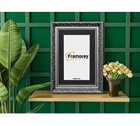 FRAMOREY Dahlia Ornate Effect Picture Frame, A1 Size Silver Photo Frame With A2 Size Black Mount, Traditional Wall Art Poster Frames, Photo Print Frame