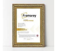 FRAMOREY Dahlia Ornate Effect Picture Frame, A2 Size Gold Photo Frame, Traditional Wall Art Poster Frames, Photo Print Frame