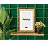 FRAMOREY Dahlia Ornate Effect Picture Frame, A2 Size Gold Photo Frame With A3 Size White Mount, Traditional Wall Art Poster Frames, Photo Print Frame