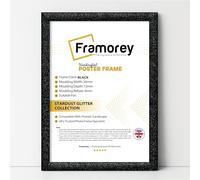 FRAMOREY Glitter Sparkle Stardust Picture Frame, A5 Size Black Photo Frames, Wall Hanging Photo Print Frame, Home Décor Frames